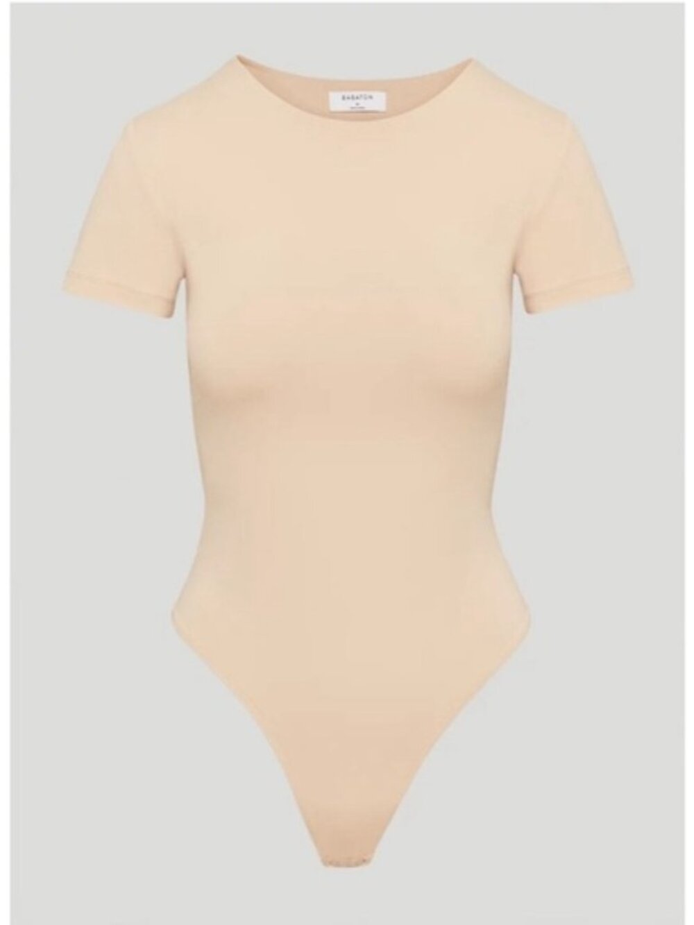 nwot Babaton contour crew shortsleeve bodysuit S toasted sesame